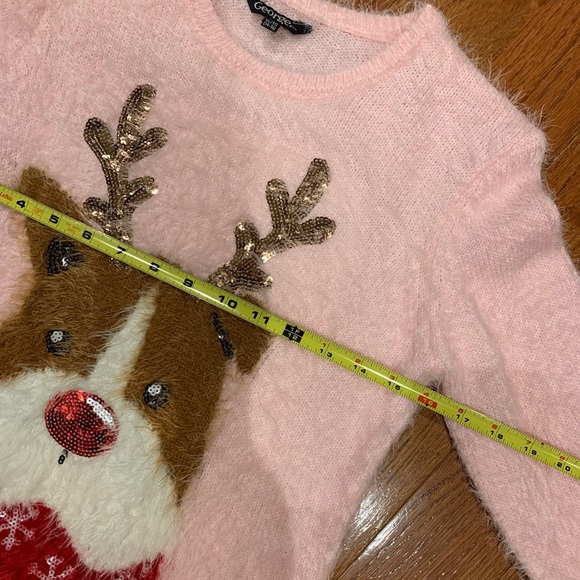 Sequin Reindeer Eyelash Sweater women XS/child XL NWOT - Picture 2 of 7